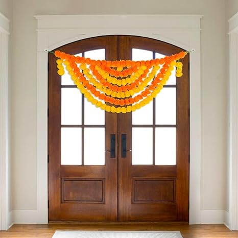 Craftemporio Traditional Marigold Fluffy Flowers Garlands Toran for Door Hanging