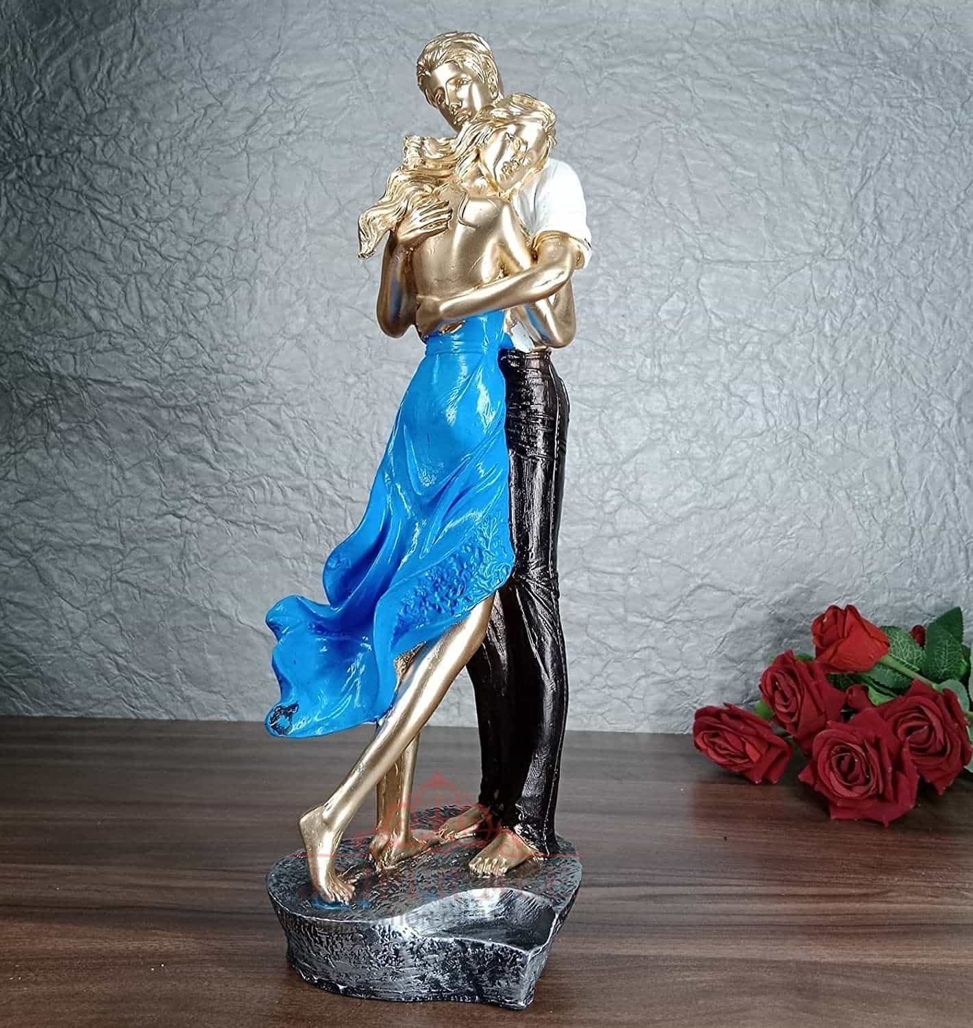 Elegant Couple Statue – Blue
