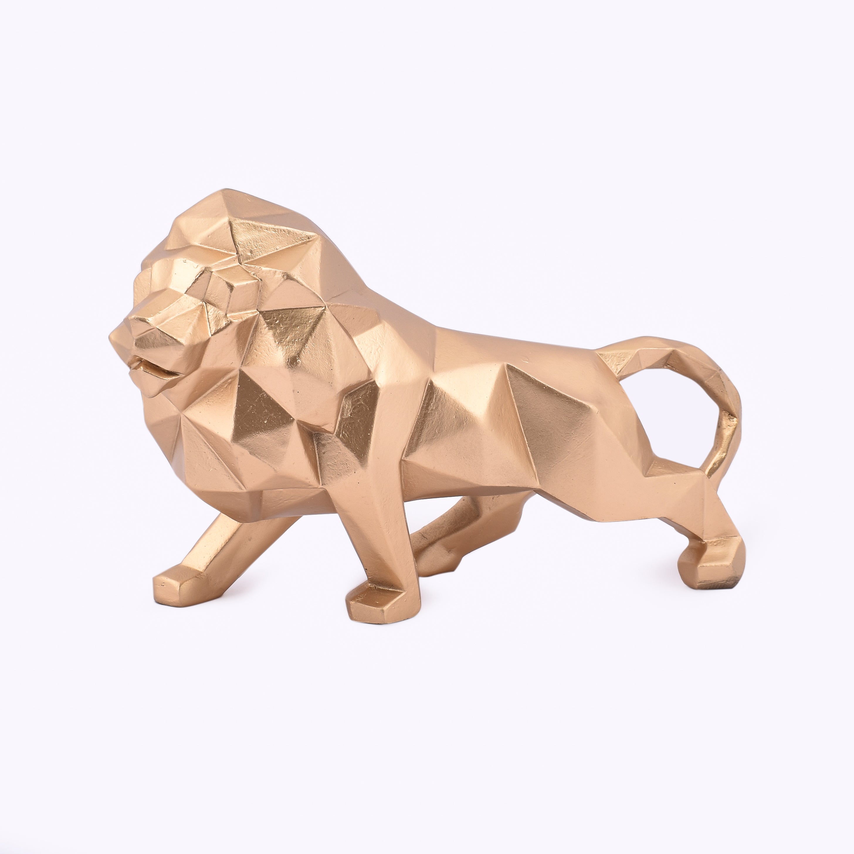 Geometric Animal Showpiece Of Golden Lion