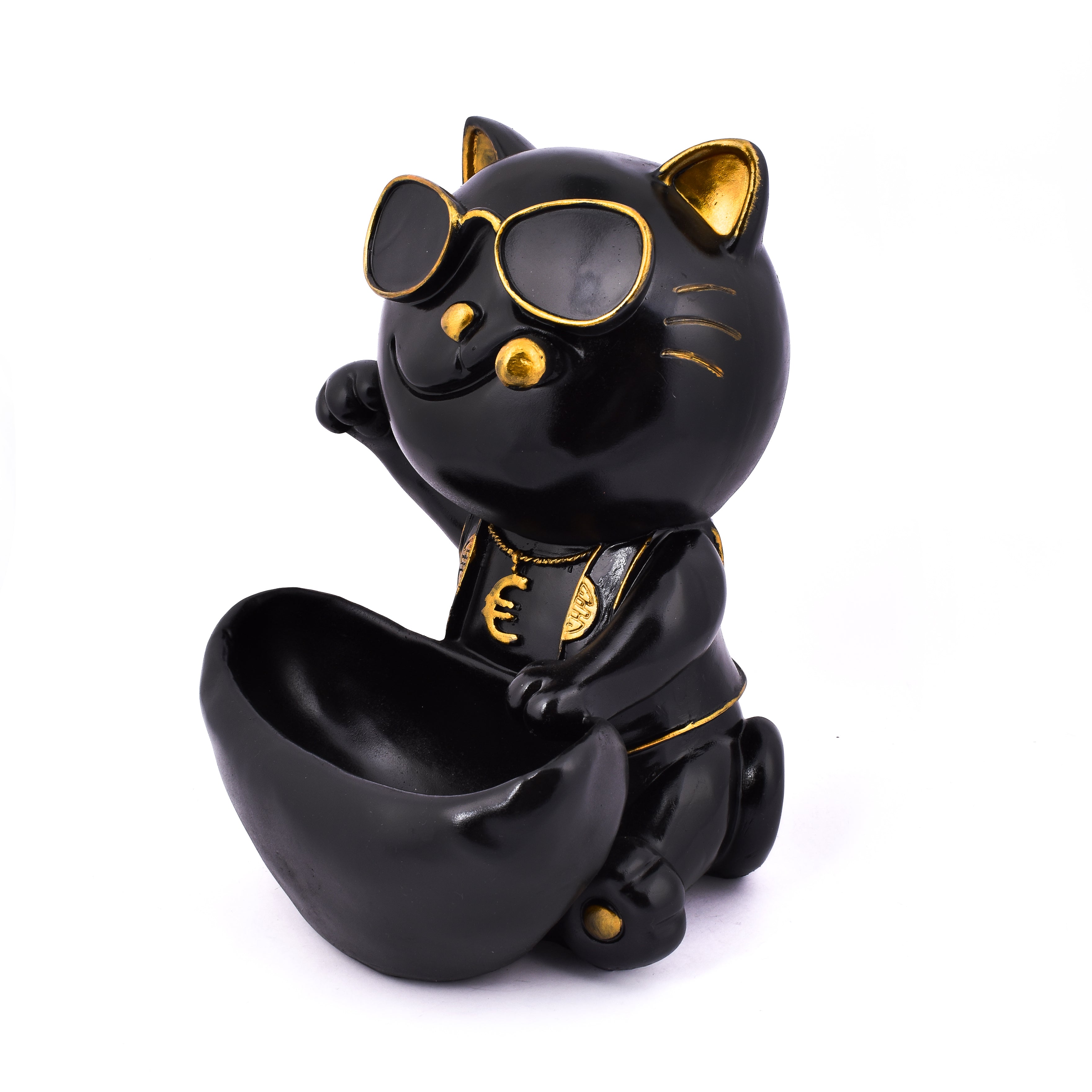 Sitting Resin Black Dog Sculpture