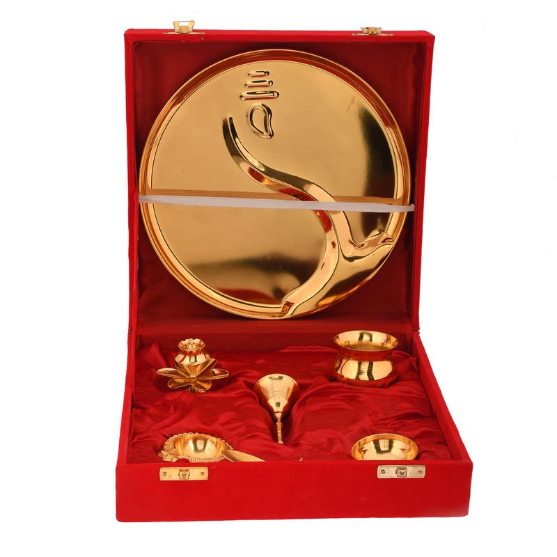 Ganesh Pooja Thali Set – Golden Brass
