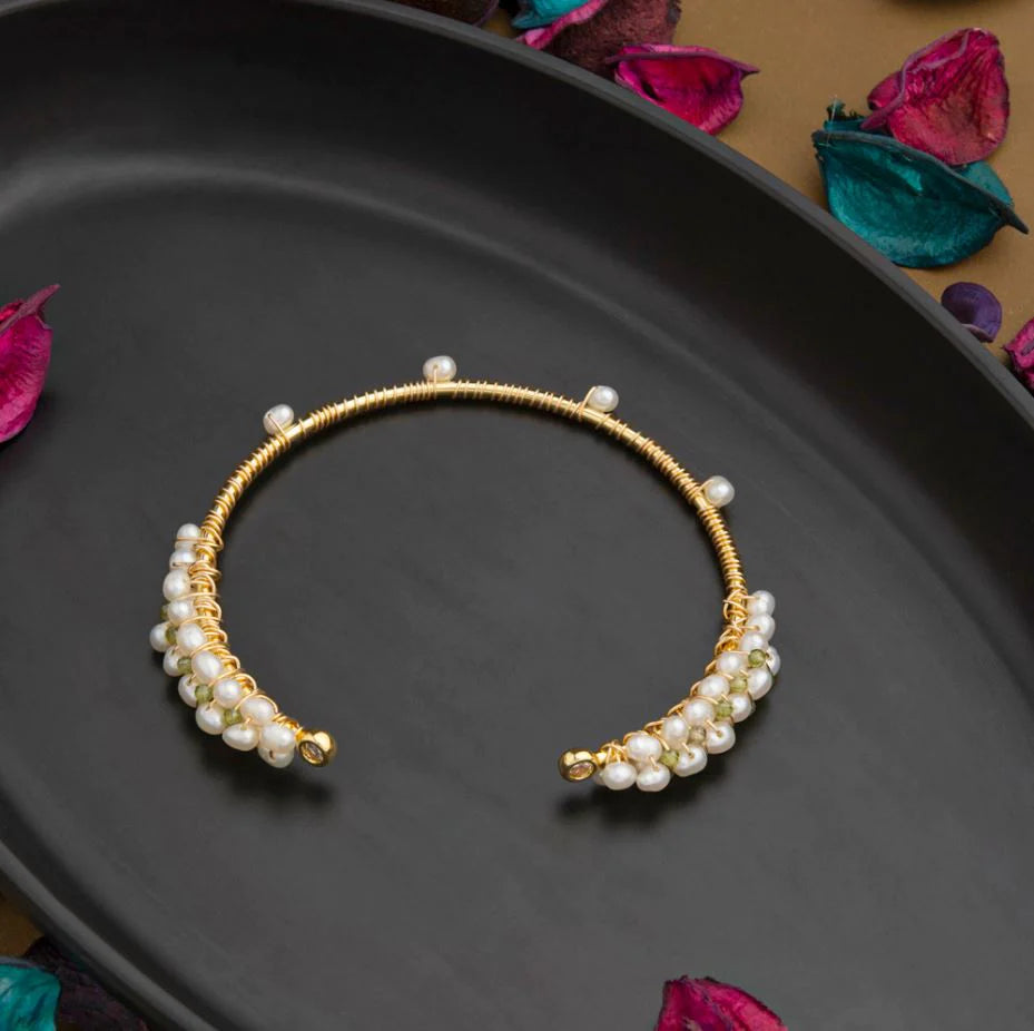 24 Carat Guaranteed Gold Plated Freshwater Natural Cultural Pearl Beads Decor Fashion Kadaa Bracelet