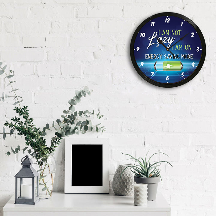"I Am Not Lazy..." Designer Round Analog Black Wall Clock