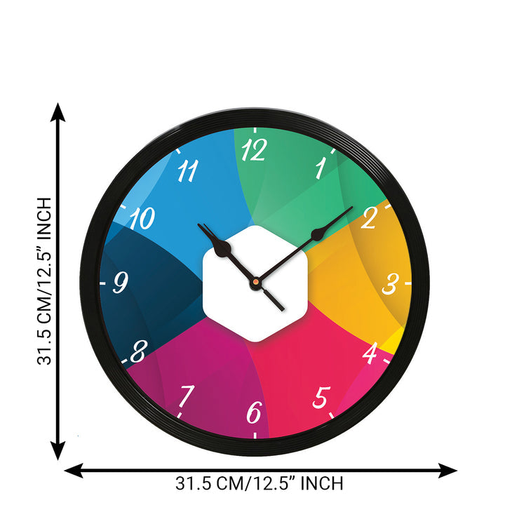 "Multicolor Numbers" Designer Round Analog Black Wall Clock