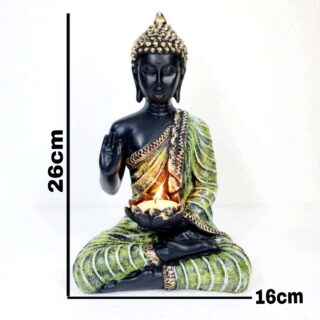 Meditating Buddha with Tea Light – Green