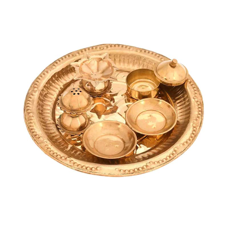 Golden Brass Pooja Thali