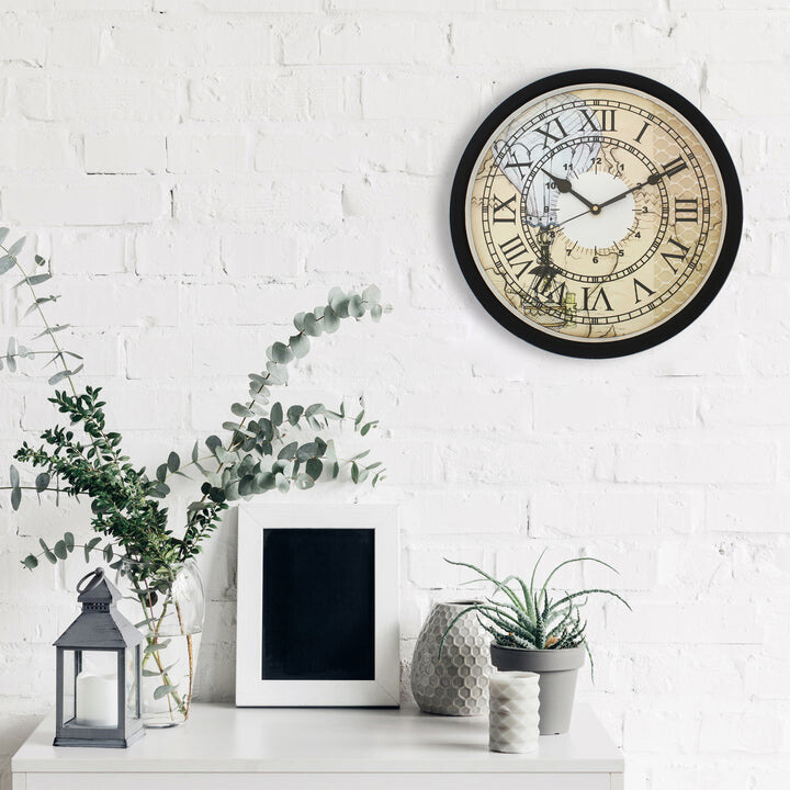 Designer Round Analog Black Wall Clock