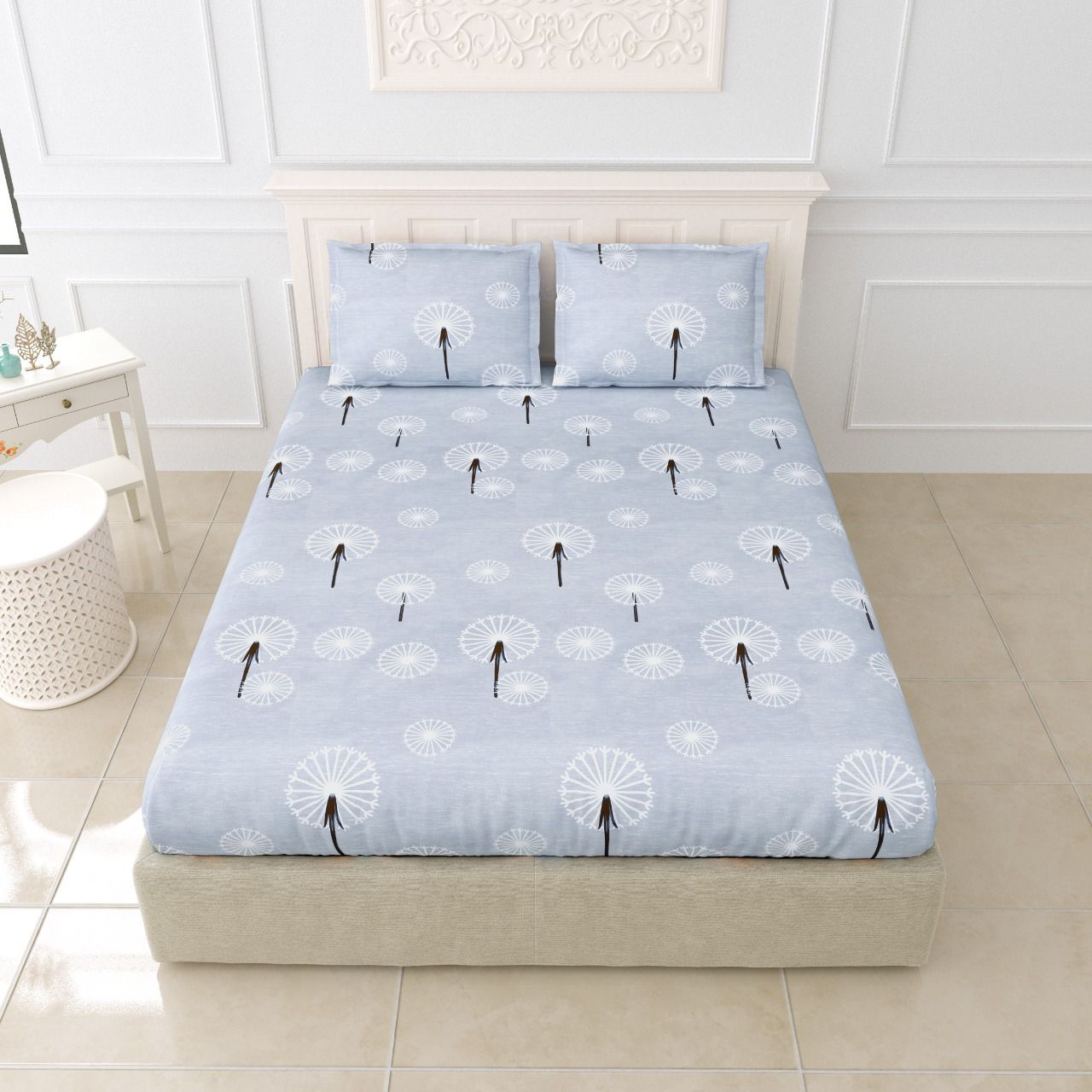 Cotton Floral Single Bed Sheet With Pillow Cover