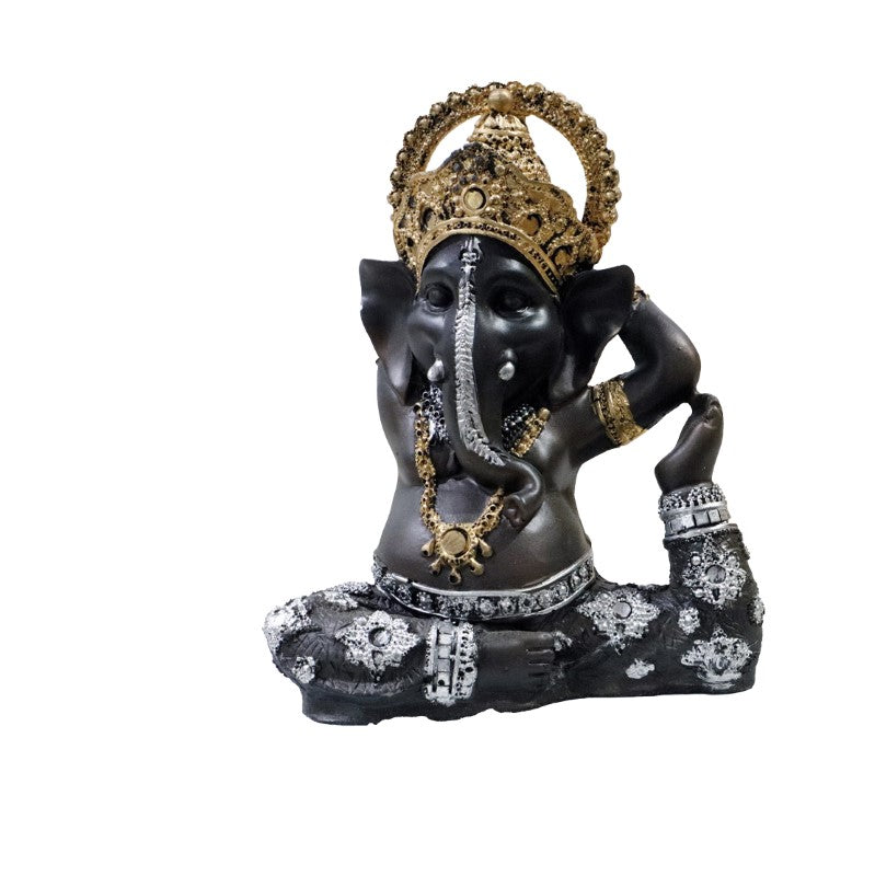 Ganesha Doing Exercise Black Artistic Polyresin Piece for Home Décor