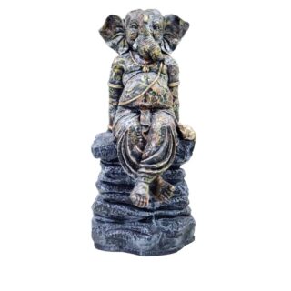 Lord Ganesh Sitting on Stone Polyresin Statue