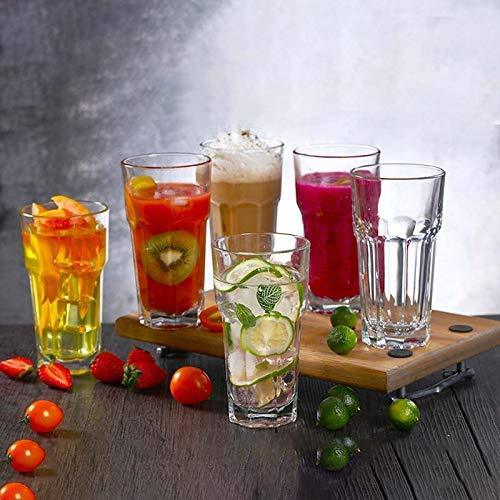 Premium Juice/Water Glass Set of 6 | 380ml Classic Highball Tumbler | Glasses for Drinking Juice, Milkshake, Beer, Cocktail, Coke, Lassi, Soda (A-Juice, 6) - CraftEmporio