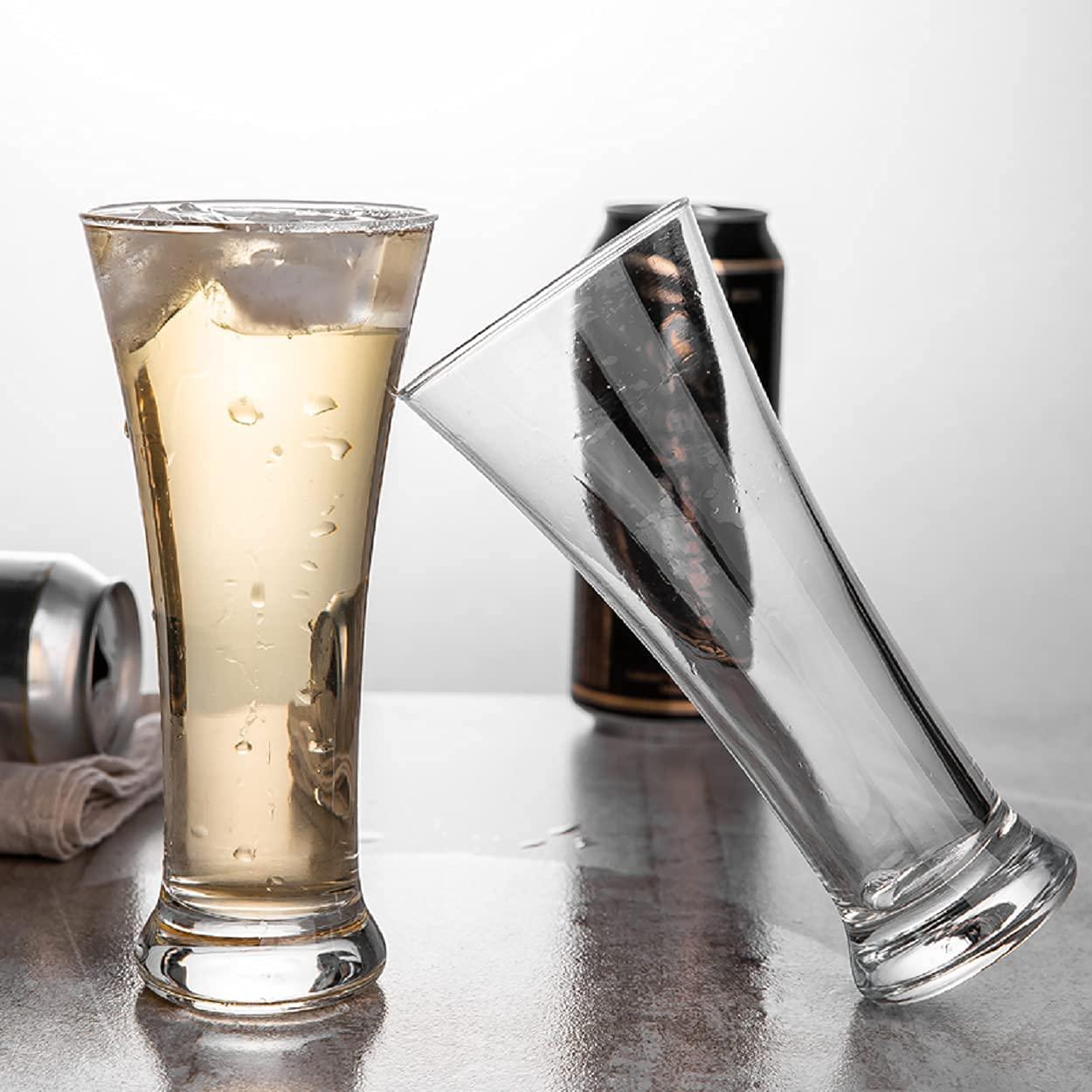Transparent Pilsner Glasses Set of 6 | Perfect for Juice, Beer, Mocktail, Lassie, Milkshake, Faluda, Smoothie | Better Head Retention, Aroma and Flavor | Crystal Cocktail Glass - CraftEmporio