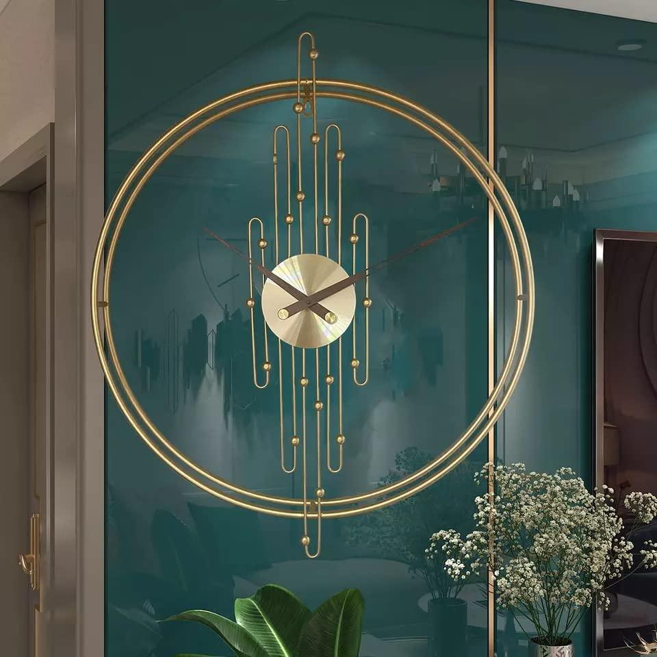 Large Minimalist Golden Luxury Wall Clock for Home Decor (2ft) | Beautiful Clock for Living Room - CraftEmporio
