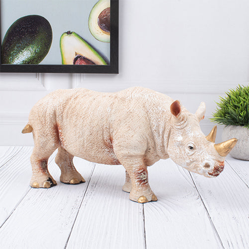 Golden-Horned Rhino Table Accent