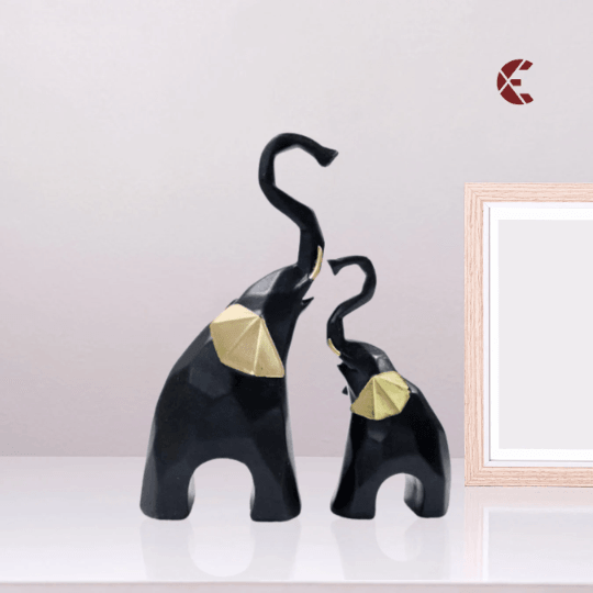 Home Decor ||Elephant  Geometric Art Showpiece | Matte Finish | Sky Blue Color | Set of 2 | Best Uses for Home Decor - CraftEmporio